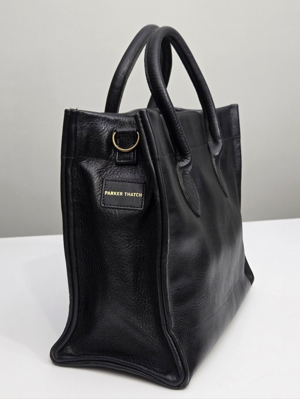 EXCELLENT PARKER THATCH PARKER LEATHER TOTE BAG - BLACK - Picture 3 of 8